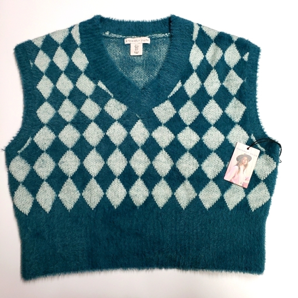 Sincerely Jules Cropped V-Neck Sweater Vest  Size L